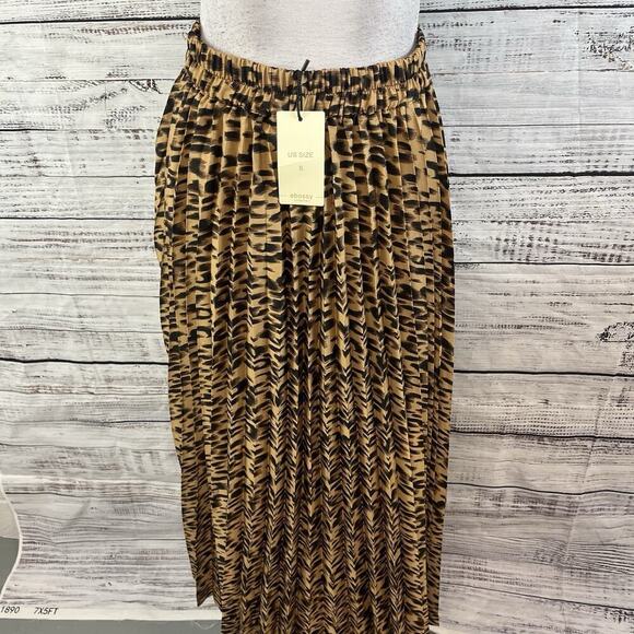 Ebossy Collection Skirt size Small Cheetah Leopard Sheer Pleated Long A Line - Picture 10 of 11
